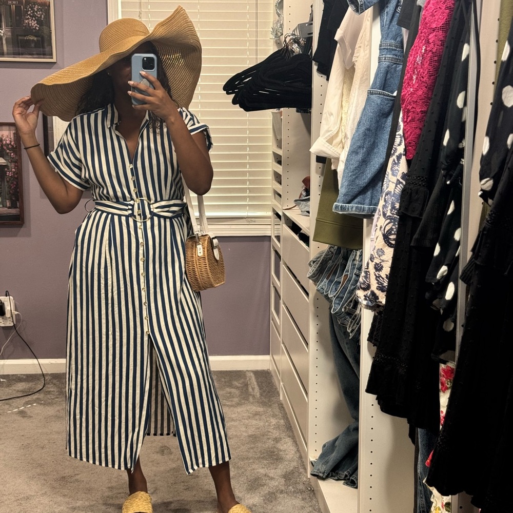 Zara Blue and White Striped Dress
